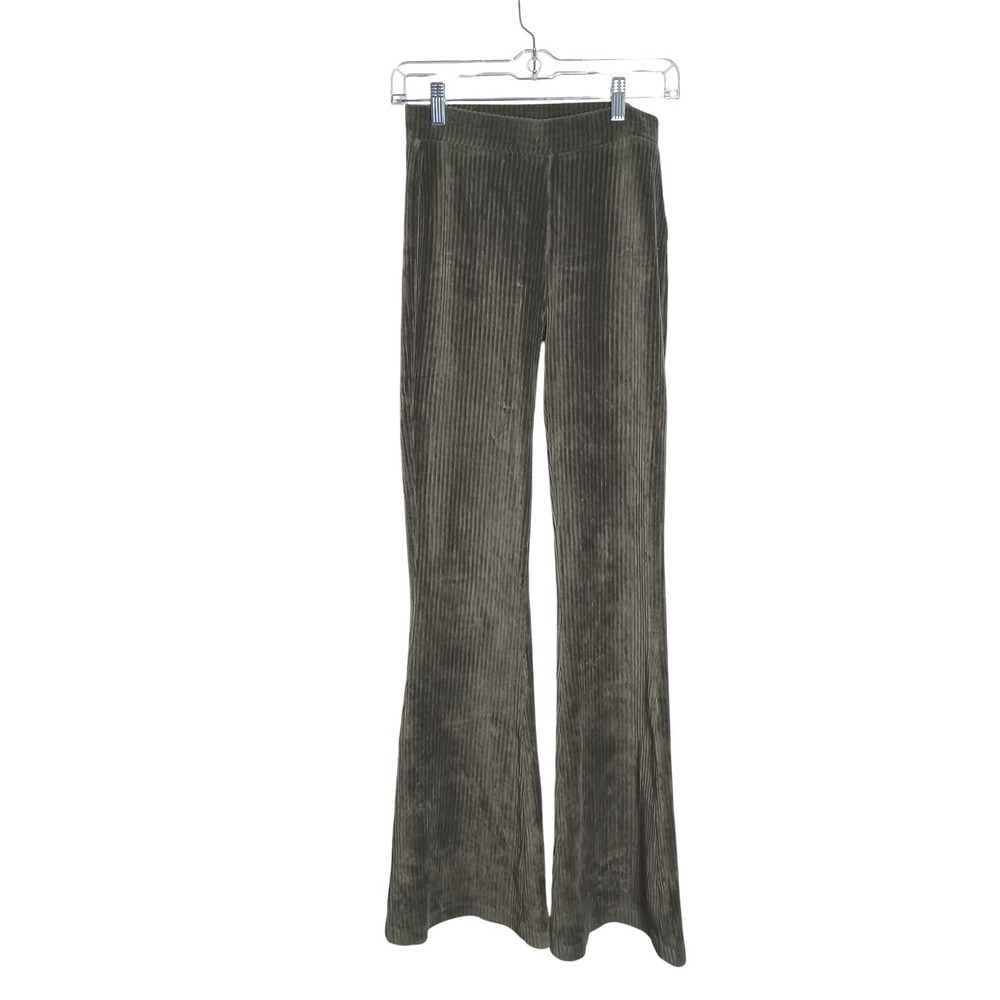 Aerie Groove On Velour High Waist Flare Pant Olive Green Soft Ribbed Corduroy M
